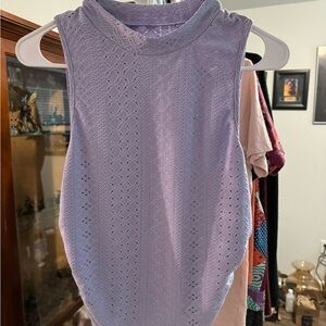 Purple eyelet lace crop top